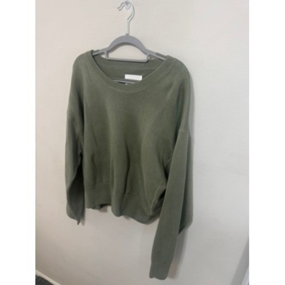 Aerie Sage Green Crewneck Sweater Relaxed Knit Pullover XL Sage Olive